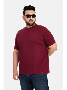 Snitch - Maroon Solid Half Sleeves Regular Casual T-Shirt