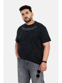 Snitch - Black Acid Wash Half Sleeves Regular Casual T-Shirt