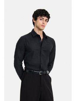 Snitch - Black Jacquard Full Sleeves Slim Formal Shirt
