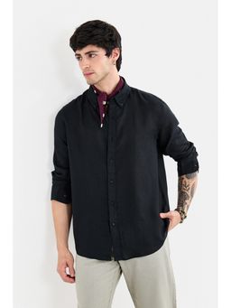 Snitch - Black Solid Full Sleeves Regular Shirt