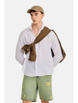 Snitch - White Solid Full Sleeves Regular Shirt