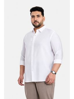 Snitch - White Plain Full Sleeves Regular Casual Plus Size Shirt
