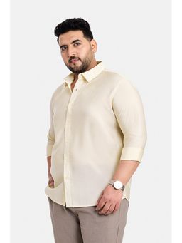 Snitch - Cream Plain Full Sleeves Regular Casual Plus Size Shirt