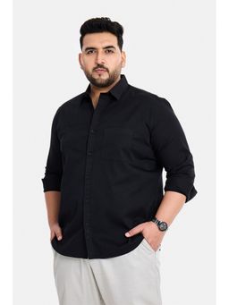 Snitch - Black Solid Full Sleeves Regular Casual Plus Size Shirt