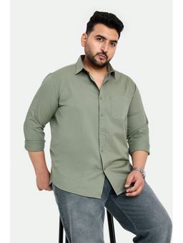 Snitch - Sage Green Solid Full Sleeves Regular Casual Plus Size Shirt