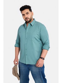 Snitch - Blue Solid Full Sleeves Regular Casual Plus Size Shirt