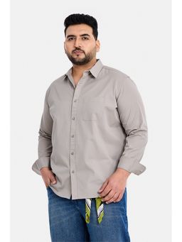 Snitch - Beige Solid Full Sleeves Regular Casual Plus Size Shirt