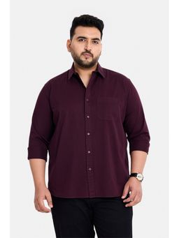 Snitch - Wine Solid Full Sleeves Regular Casual Plus Size Shirt