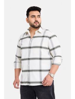 Snitch - Off-White Checks Full Sleeves Regular Casual Plus Size Shirt