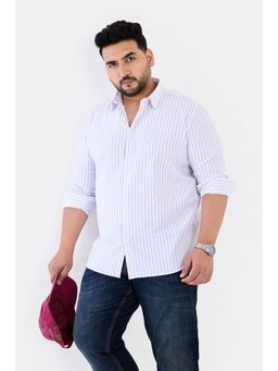 Snitch - White Stripes Full Sleeves Regular Casual Plus Size Shirt