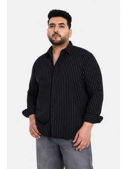 Snitch - Black Stripes Full Sleeves Regular Casual Plus Size Shirt