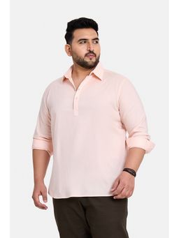 Snitch - Peach Solid Full Sleeves Regular Plus Size Shirt