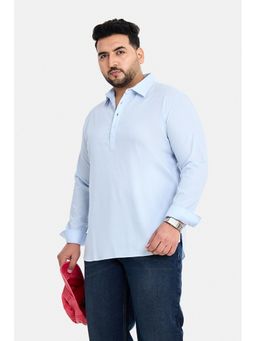 Snitch - Sky Blue Solid Full Sleeves Regular Plus Size Shirt