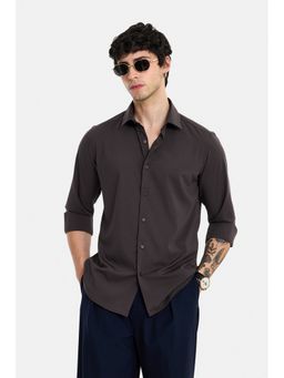 Snitch - Brown Solid Full Sleeves Slim Formal Luxe Shirt
