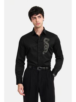 Snitch - Black Embellished Full Sleeves Slim Formal Luxe Shirt