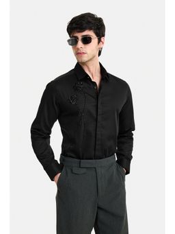 Snitch - Black Embellished Full Sleeves Slim Formal Shirt