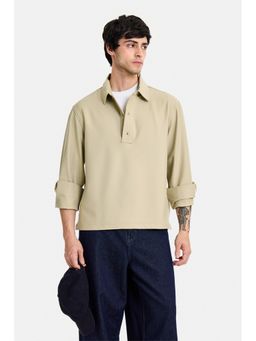 Snitch - Beige Solid Full Sleeves Regular Shirt
