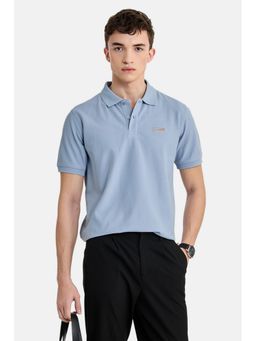Snitch - Sky Blue Textured Half Sleeves Regular Casual Polo T-Shirt