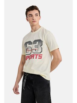 Snitch - Off-White Half Sleeves Regular Casual T-Shirt