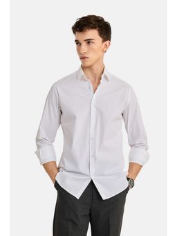 Snitch - White Solid Full Sleeves Slim Semi Formal Shirt