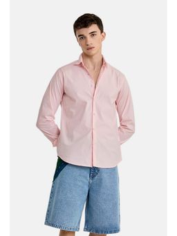 Snitch - Light Pink Solid Full Sleeves Slim Semi Formal Shirt