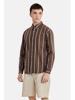 Snitch - Brown Stripes Full Sleeves Regular Casual Shirt