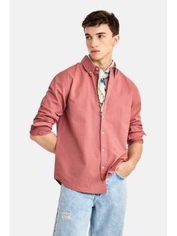 Snitch - Pink Solid Full Sleeves Regular Shirt