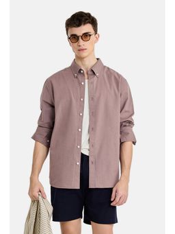 Snitch - Mauve Solid Full Sleeves Regular Shirt