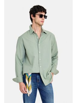 Snitch - Sage Green Solid Full Sleeves Regular Shirt