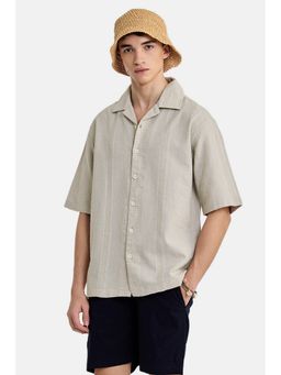 Snitch - Beige Half Sleeves Oversized Shirt