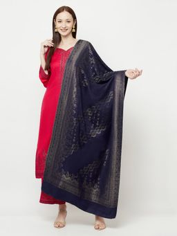 Safaa - Womens Winterwear Rayon Acro Wool Kurta & Palazzo Unstitched Red Color Material With Dupatta