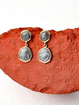 Accessorize London - Women's Grey Encased Stone Drop Earring