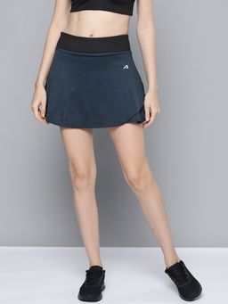 Alcis - Women Navy Blue Black Solid Sports Wrap Mini Skirt