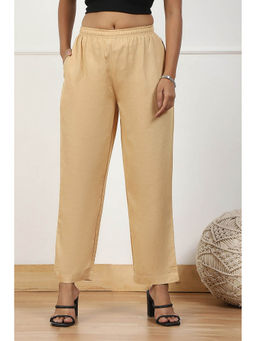 Biba - Women Beige Rayon Solid Pant
