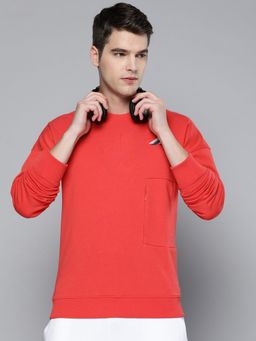 Alcis - Men Red Solid Sweatshirt