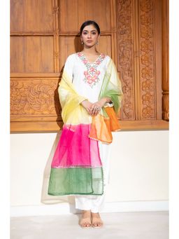 House Of Muher - Hannah White Kurta (Set of 3)