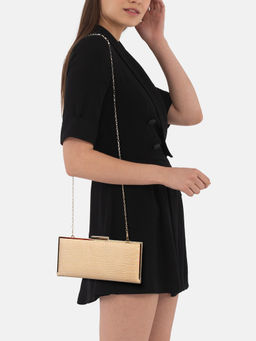 Twenty Dresses by Nykaa Fashion - Sassy Snakeskin Beige Clutch