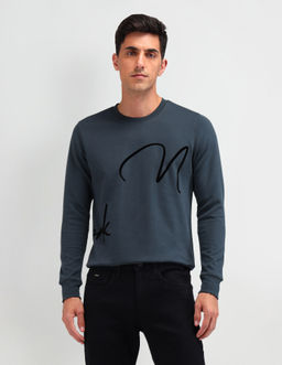 Arrow Newyork - Grey Full Sleeves Crew Neck Sweatshirt
