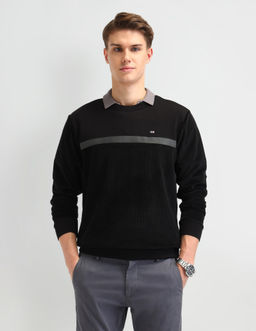 Arrow Sports - Solid Black Full Sleeves Crew Neck Sweatshirt