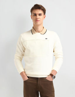 Arrow Sports - Solid Off White Full Sleeves Crew Neck Sweatshirt