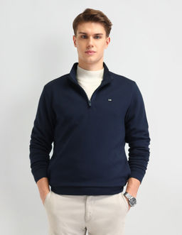 Arrow Sports - Solid Blue Full Sleeves High Neck Sweatshirt