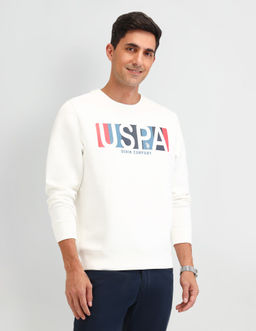 U.S. Polo Assn. Denim Co. - Graphic White Full Sleeves Crew Neck Sweatshirt