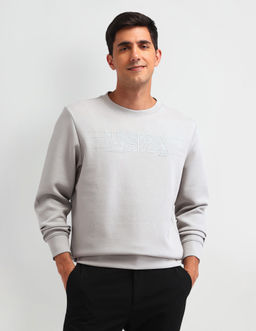 U.S. Polo Assn. Denim Co. - Solid Grey Full Sleeves Crew Neck Sweatshirt