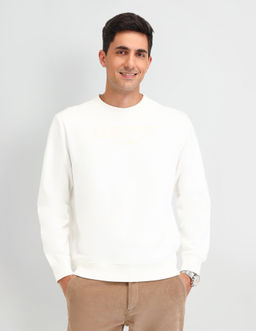 U.S. Polo Assn. Denim Co. - Solid Off White Full Sleeves Crew Neck Sweatshirt