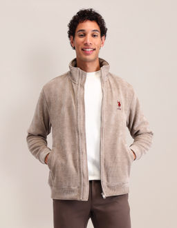 U.S. POLO ASSN. - Textured Full Sleeves High Neck Sweatshirt