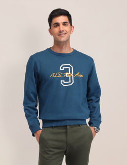 U.S. POLO ASSN. - Embroidered Green Full Sleeves Crew Neck Sweatshirt