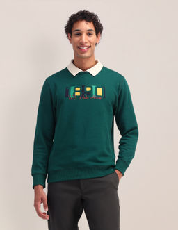 U.S. POLO ASSN. - Woven Green Full Sleeves Crew Neck Sweatshirt