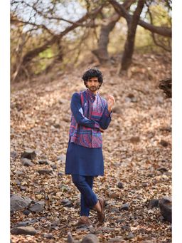 Nirmooha - Blue Katha Bandi with Kurta and Pant (Set of 3)