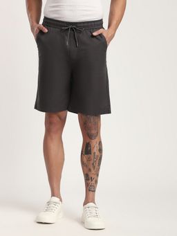 R&B - Charcoal Solid Regular Men Shorts