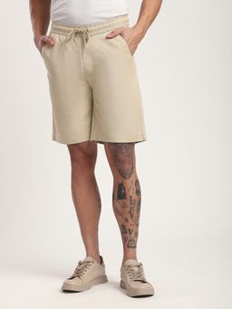 R&B - Beige Solid Regular Men Shorts